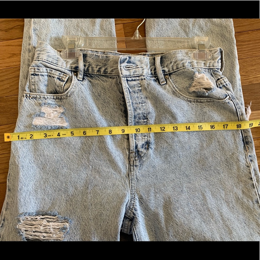PACSUN High Rise Straight Ripped Button Fly Jeans - Picture 8 of 11